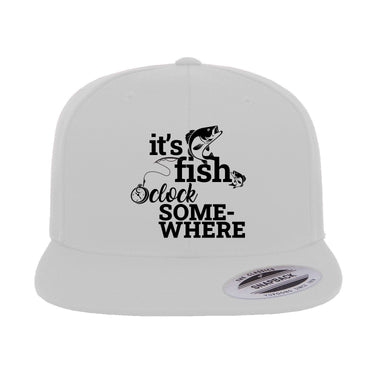 It's Fishing O'clock Embroidered Flat Bill Cap